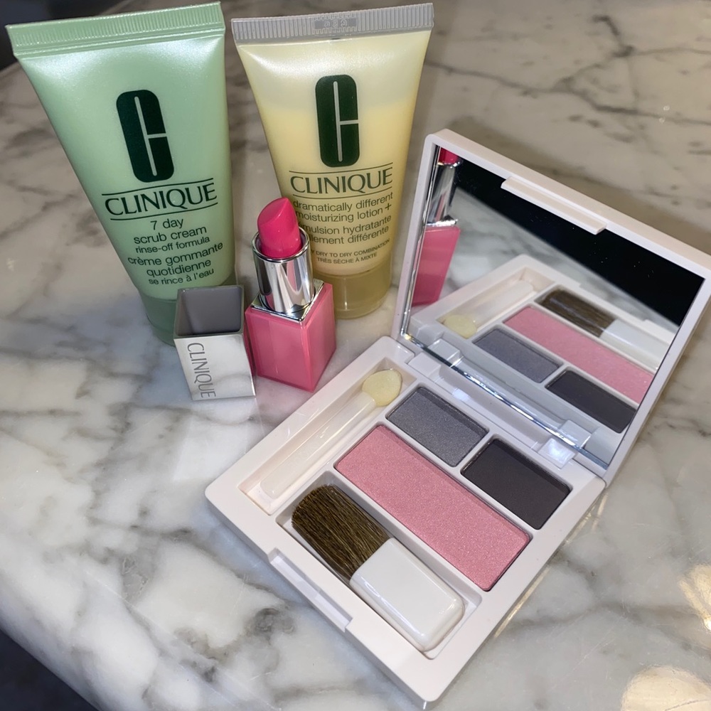 Clinique lipstick eyeshadow cream & lotion bundle